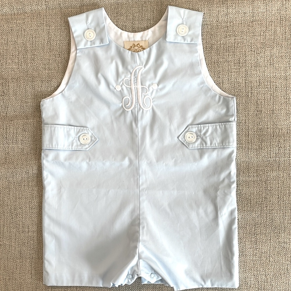 TBBC Jack Keene Jon Jon - Buckhead Blue, monogrammed, size 18-24 months